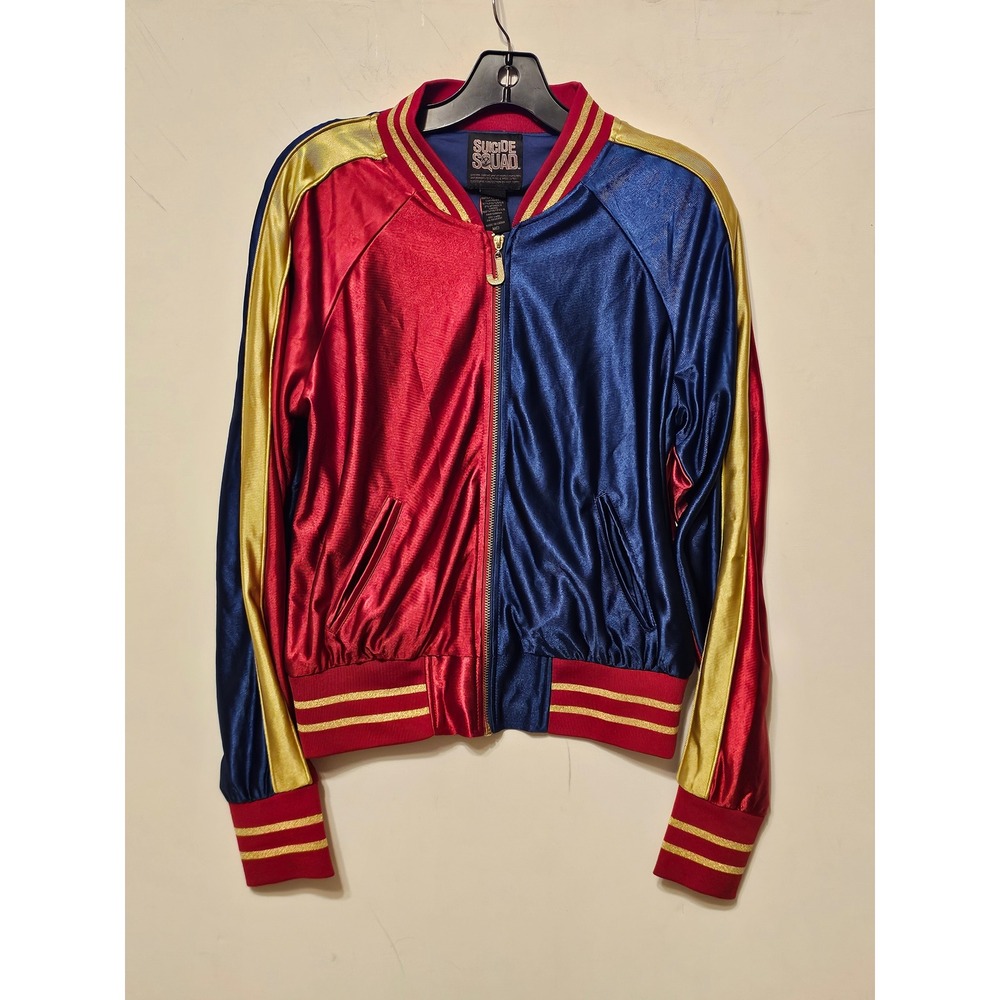 Suicide Squad Harley Quinn Property of Joker Bomber Jacket Red Blue Gold MD
